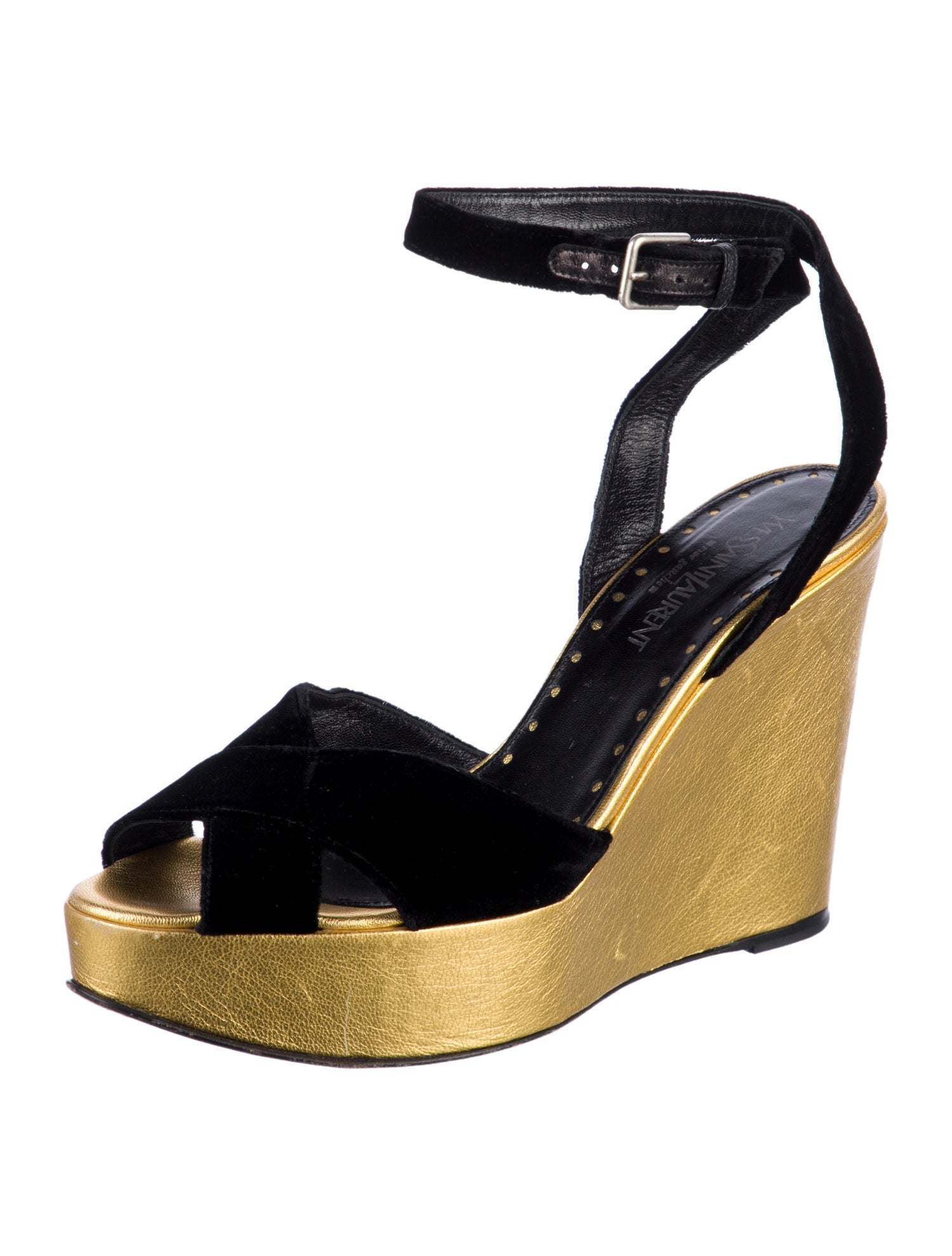 Yves Saint Laurent Velvet Colorblock Pattern Slingback Pumps