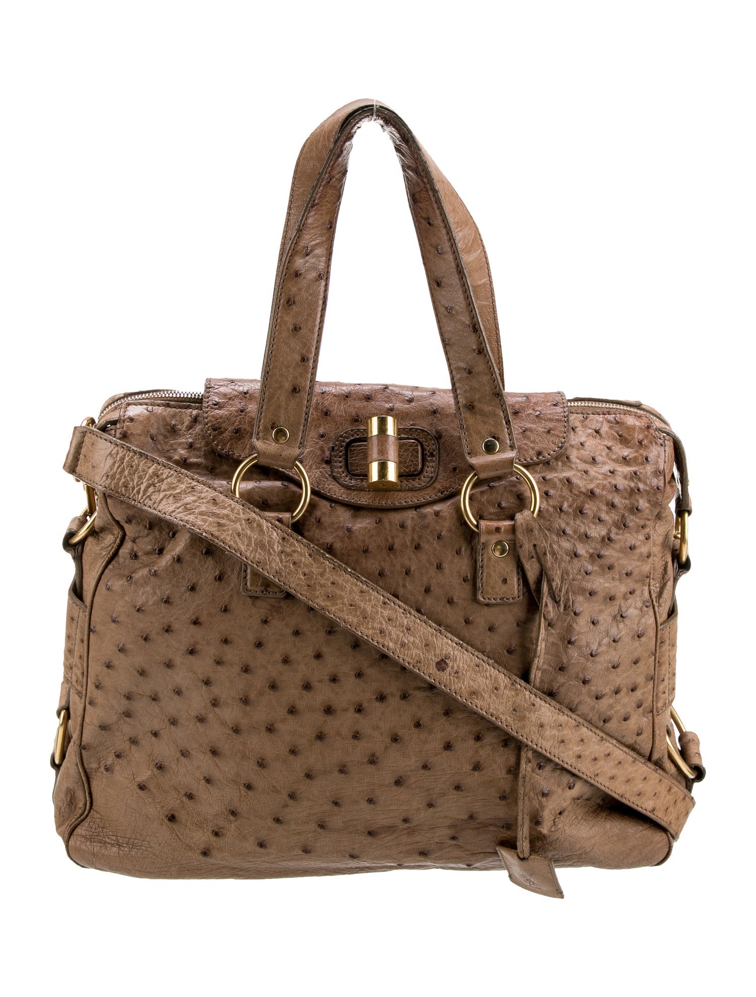 Yves Saint Laurent Rive Gauche Ostrich Top Handle Bag