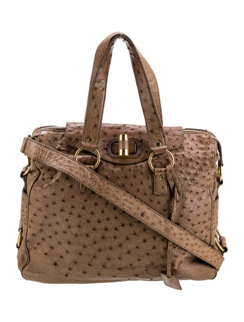Yves Saint Laurent Rive Gauche Ostrich Top Handle Bag