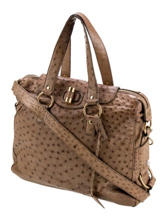 Yves Saint Laurent Rive Gauche Ostrich Top Handle Bag