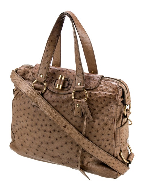 Yves Saint Laurent Rive Gauche Ostrich Top Handle Bag