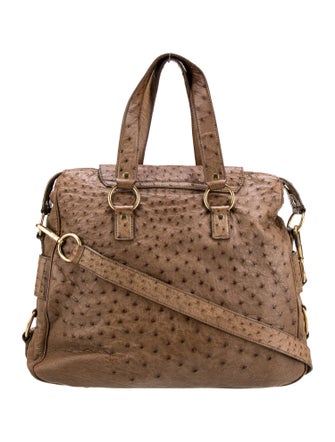 Yves Saint Laurent Rive Gauche Ostrich Top Handle Bag