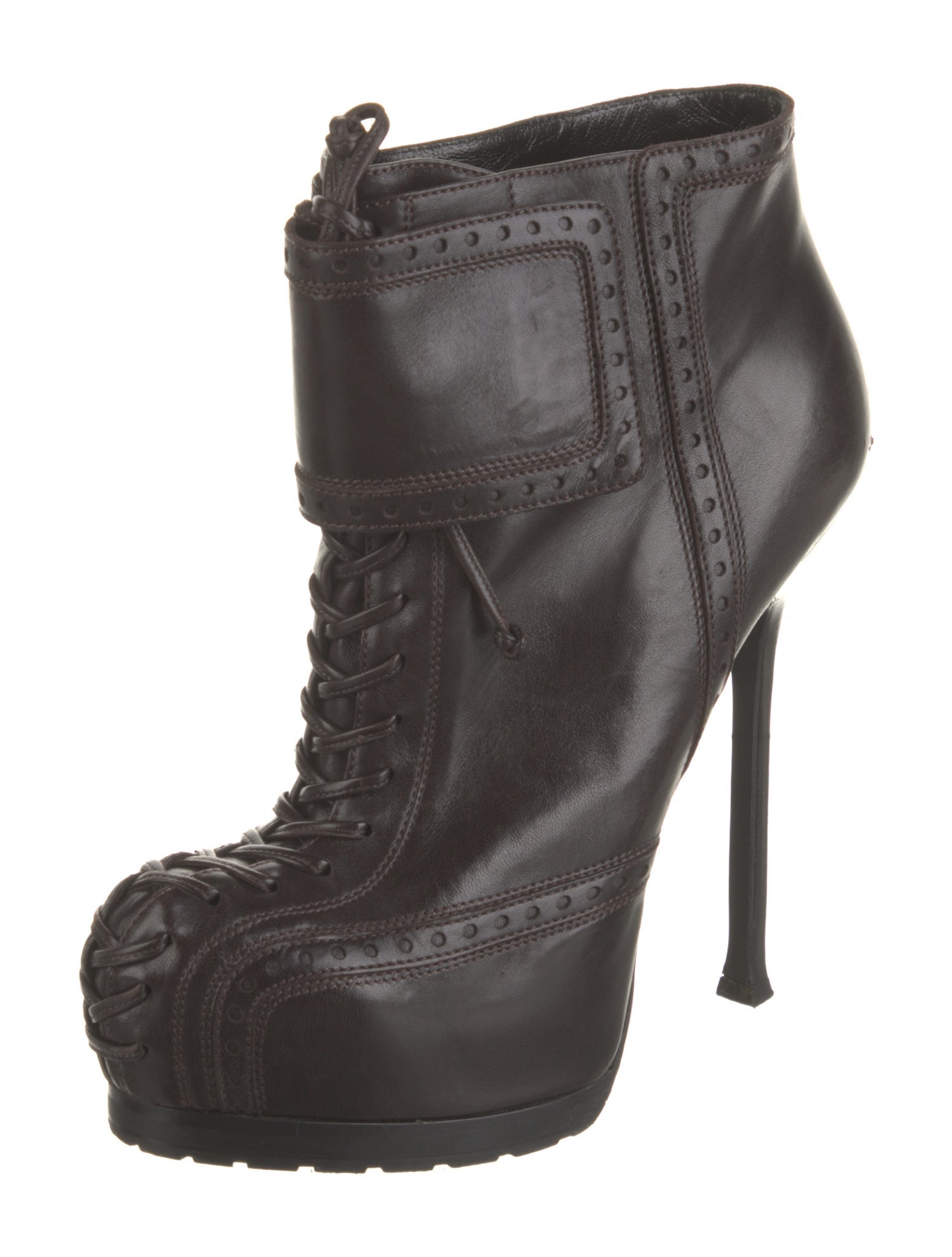 Yves Saint Laurent Vintage Leather Lace-Up Boots