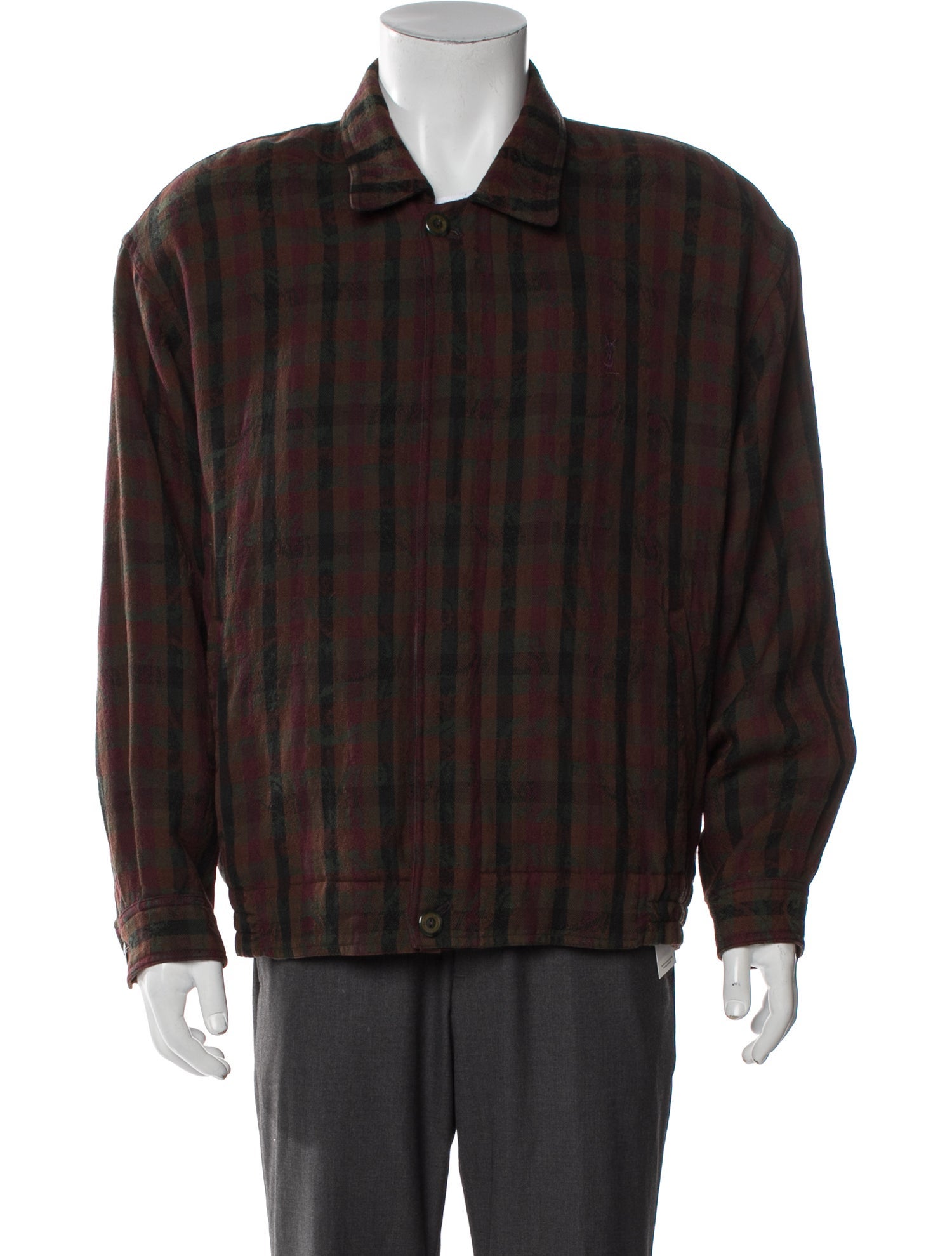 Yves Saint Laurent Plaid Print Trucker Jacket