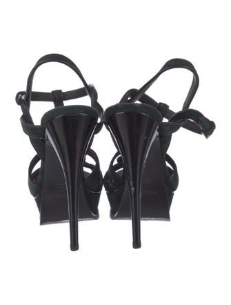 Yves Saint Laurent Suede T-Strap Sandals
