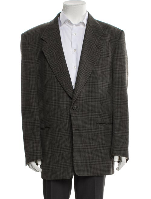 Yves Saint Laurent Wool Plaid Print Blazer