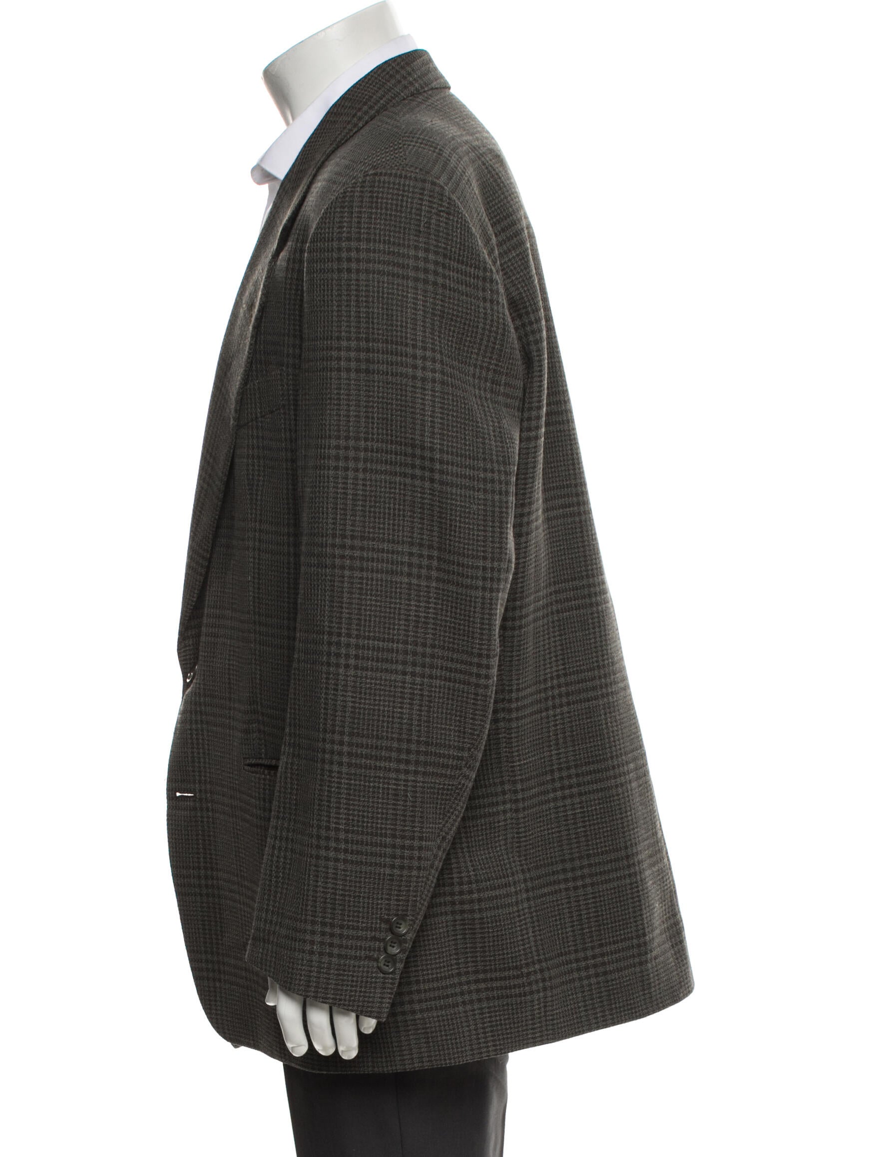 Yves Saint Laurent Wool Plaid Print Blazer
