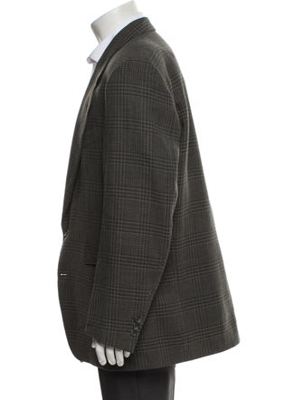 Yves Saint Laurent Wool Plaid Print Blazer