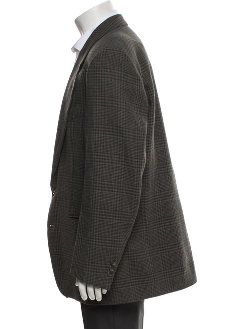 Yves Saint Laurent Wool Plaid Print Blazer