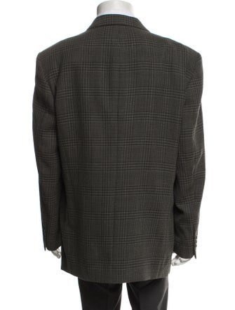 Yves Saint Laurent Wool Plaid Print Blazer