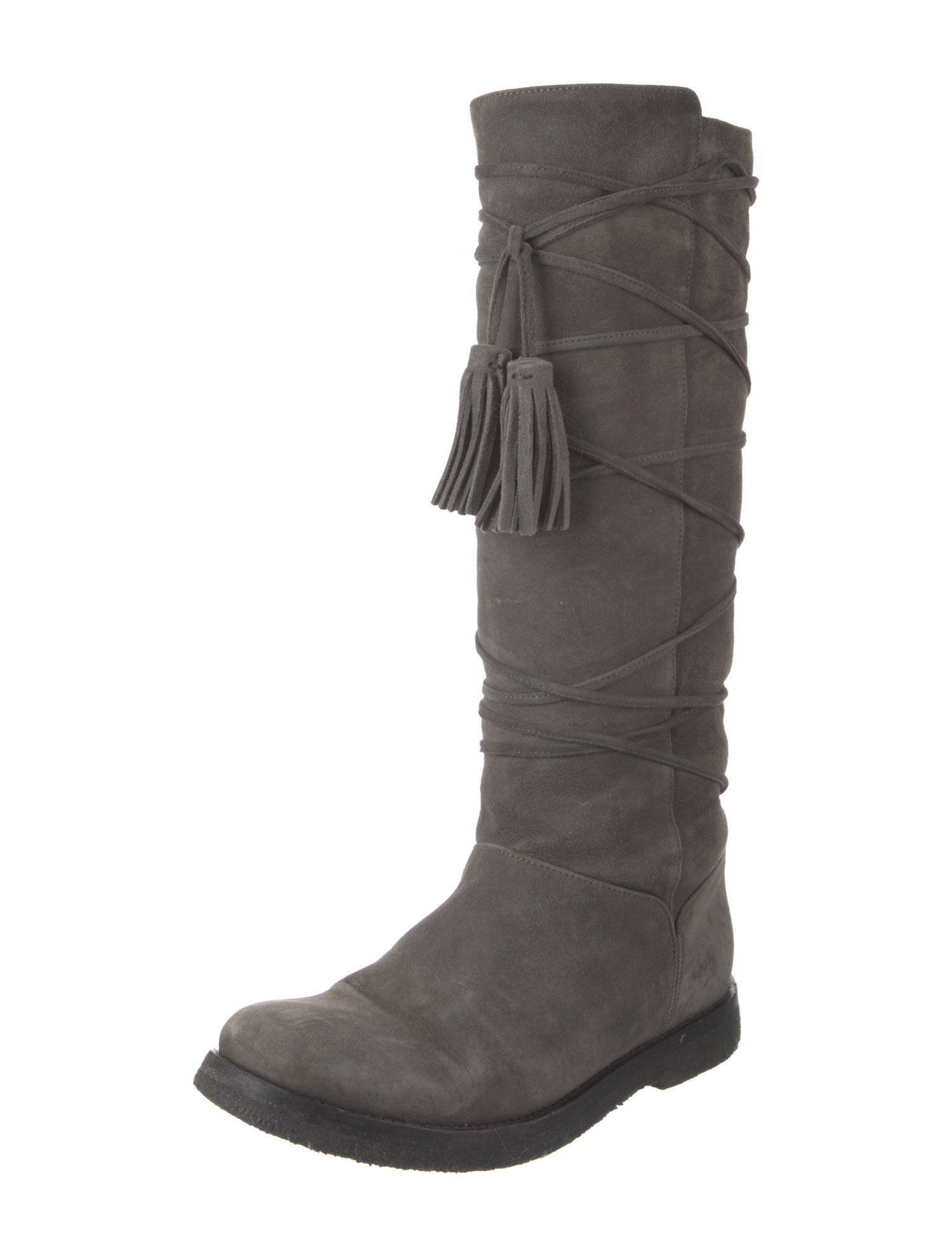 Yves Saint Laurent Suede Tassel Accents Riding Boots