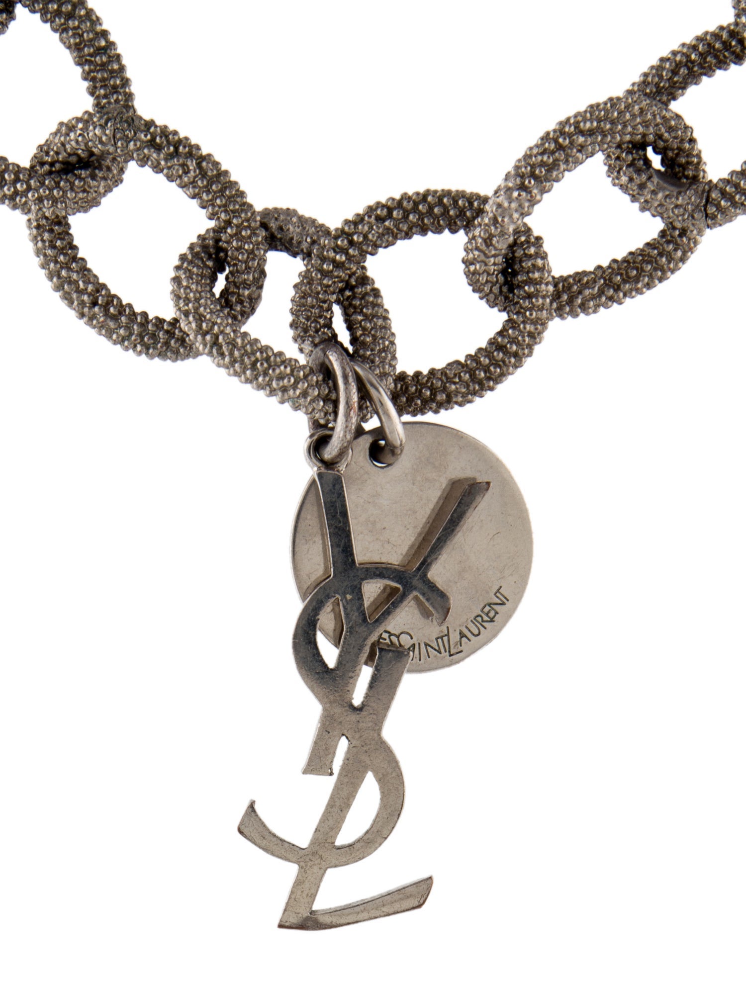 Yves Saint Laurent Textured YSL Pendant Necklace