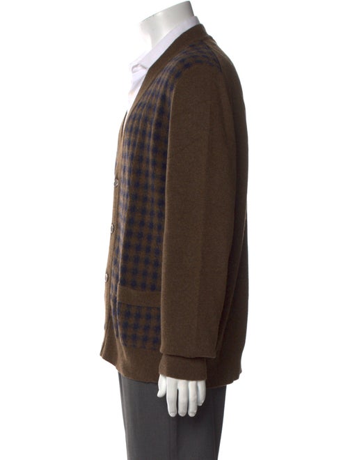 Yves Saint Laurent Virgin Wool Plaid Print Cardigan