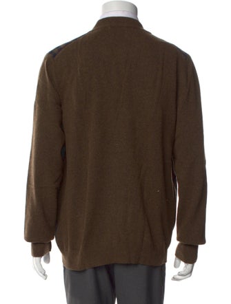 Yves Saint Laurent Virgin Wool Plaid Print Cardigan