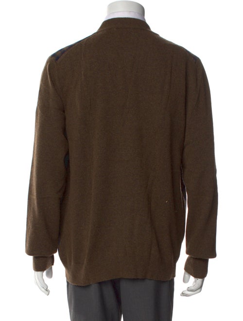 Yves Saint Laurent Virgin Wool Plaid Print Cardigan