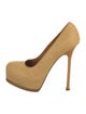 Yves Saint Laurent Raffia Leather Trim Embellishment Pumps