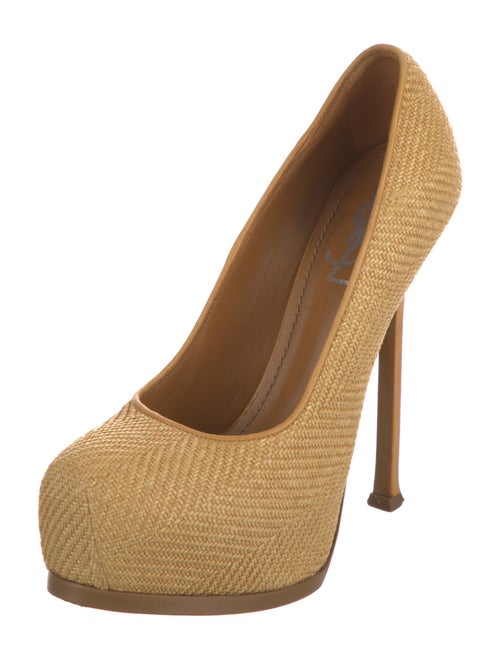 Yves Saint Laurent Raffia Leather Trim Embellishment Pumps