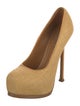 Yves Saint Laurent Raffia Leather Trim Embellishment Pumps