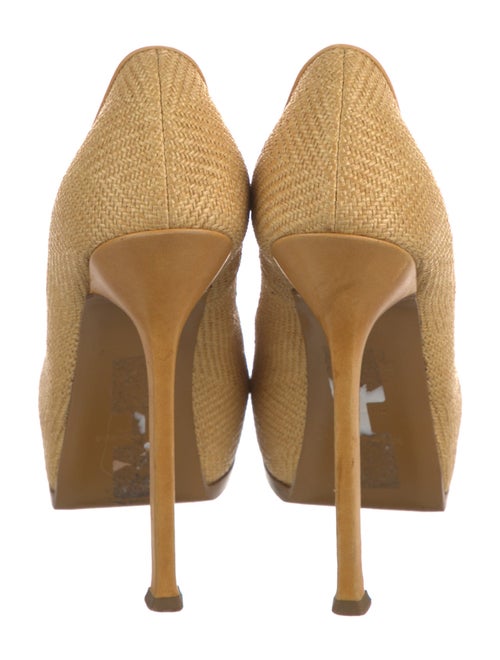 Yves Saint Laurent Raffia Leather Trim Embellishment Pumps