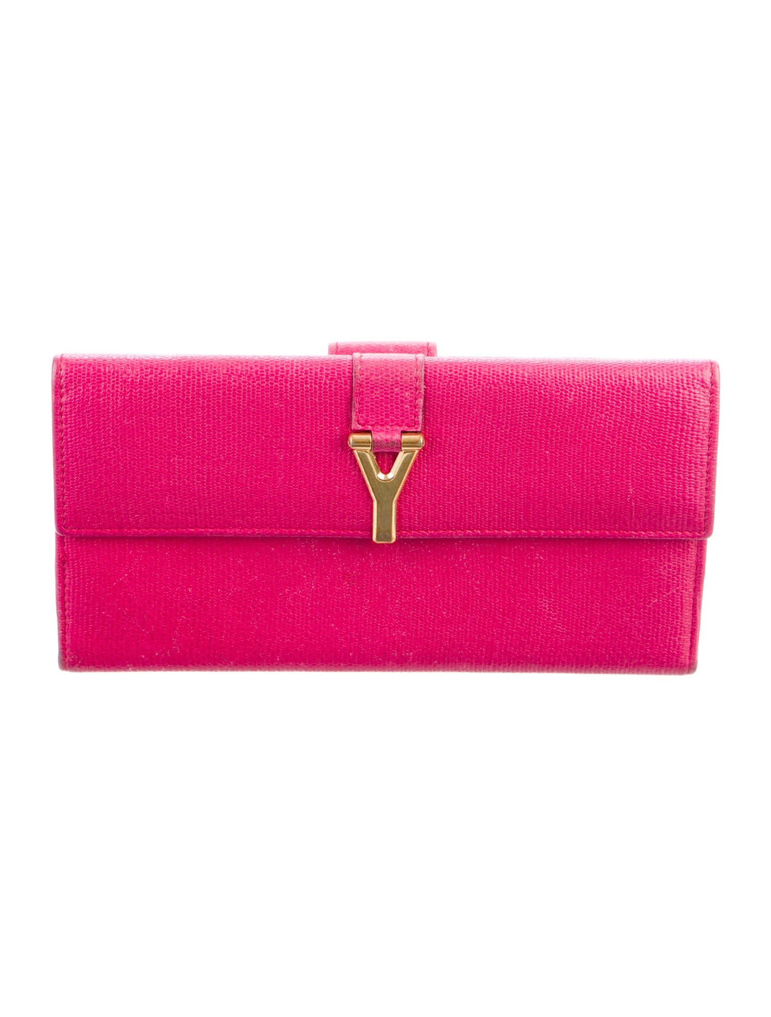 Yves Saint Laurent Signature Logo Leather Continental Wallet