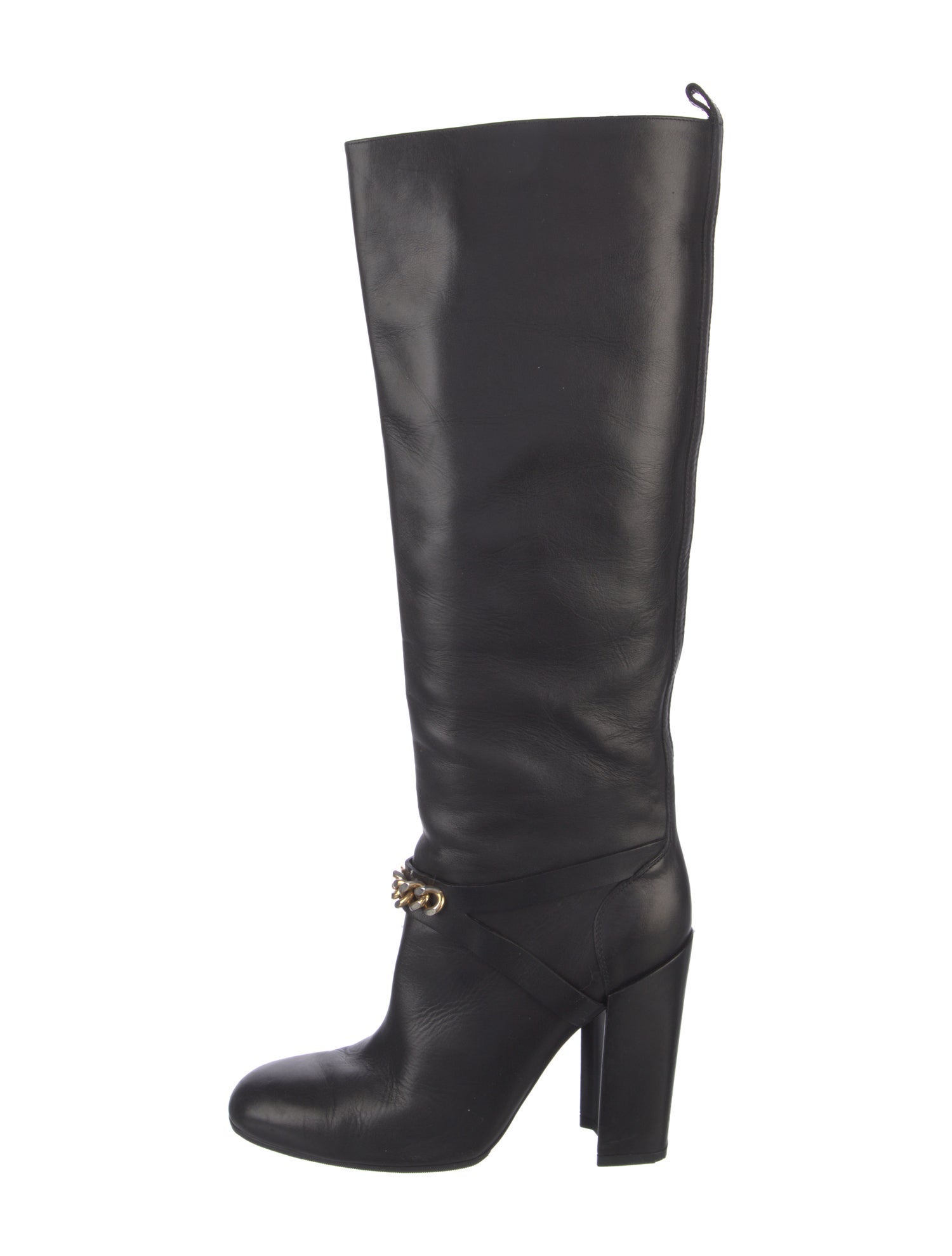 Yves Saint Laurent Leather Chain-Link Accents Boots
