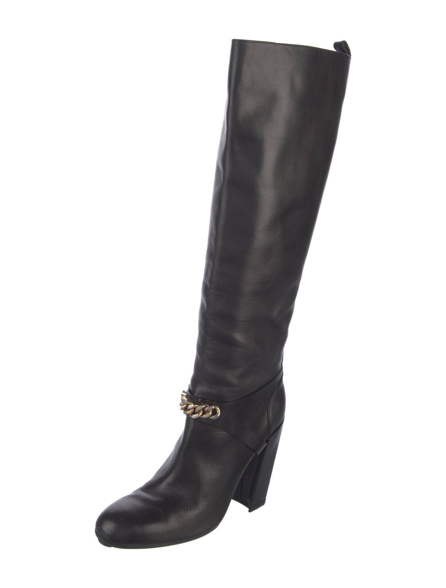Yves Saint Laurent Leather Chain-Link Accents Boots