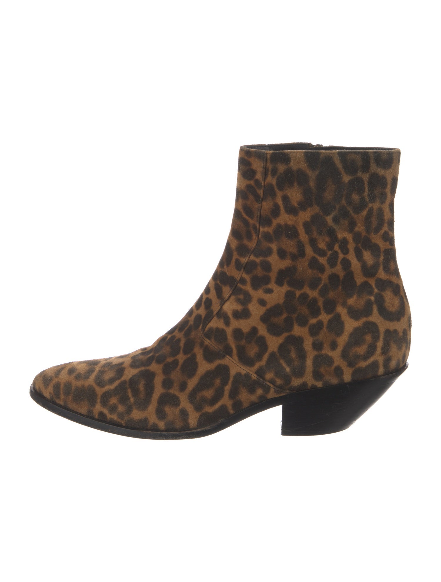 Yves Saint Laurent Suede Animal Print Western Boots