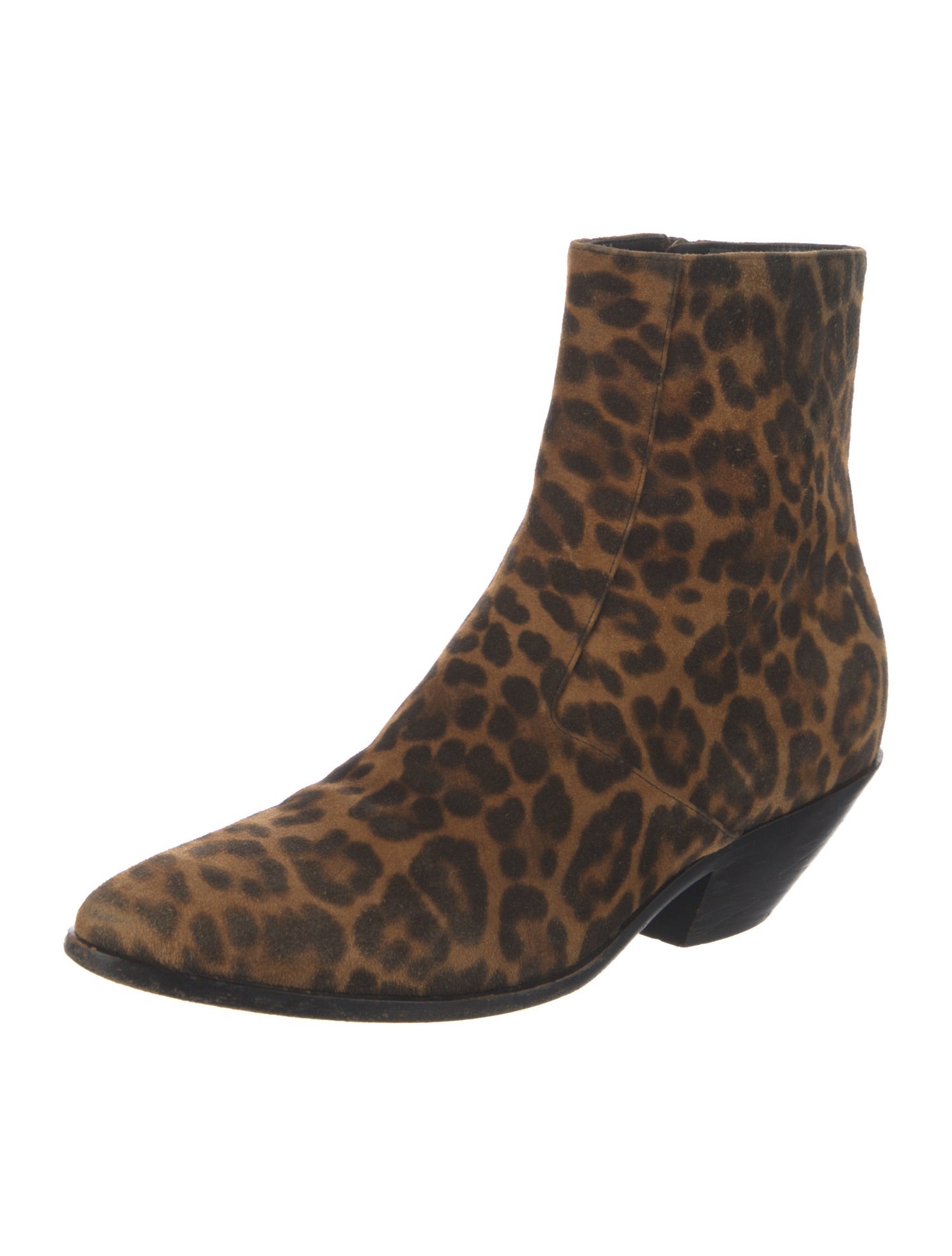 Yves Saint Laurent Suede Animal Print Western Boots