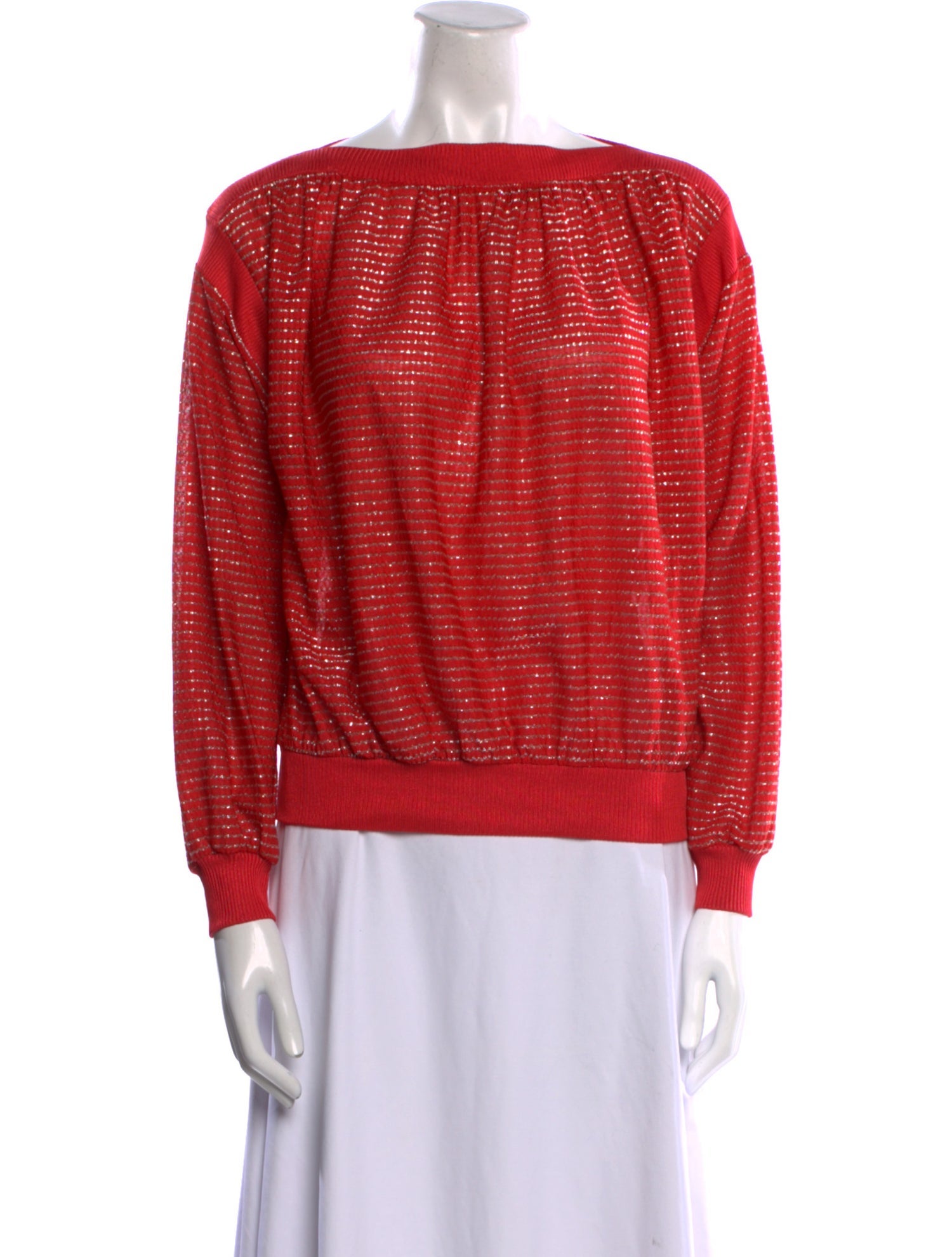 Yves Saint Laurent Striped Bateau Neckline Sweatshirt