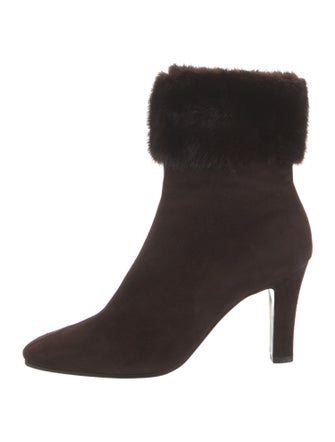 Yves Saint Laurent Suede Fur Trim Boots