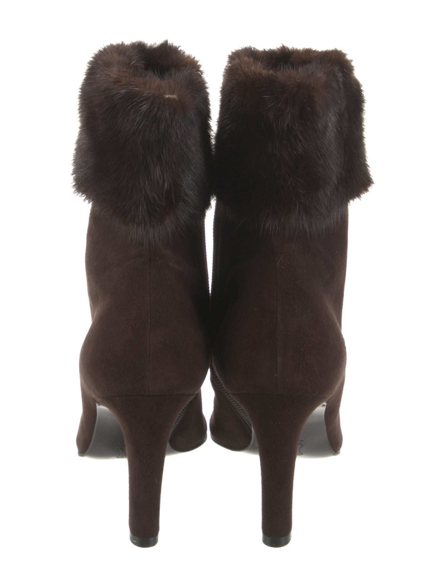 Yves Saint Laurent Suede Fur Trim Boots