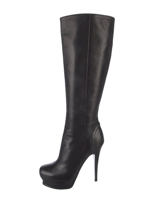 Yves Saint Laurent Rive Gauche Leather Embroidered Accent Boots