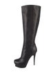 Yves Saint Laurent Rive Gauche Leather Embroidered Accent Boots