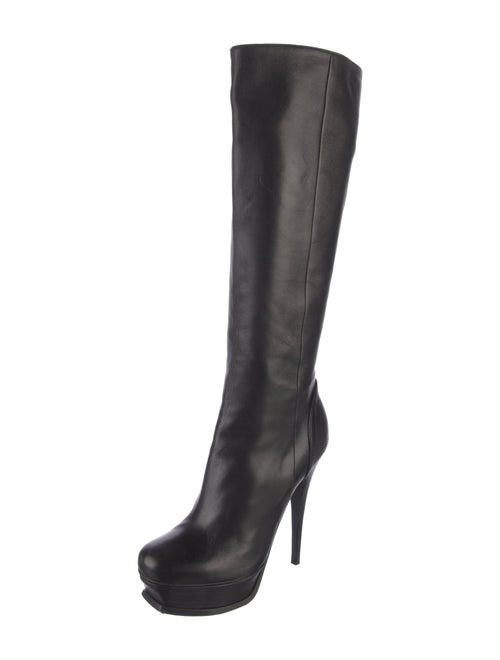 Yves Saint Laurent Rive Gauche Leather Embroidered Accent Boots