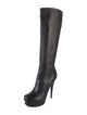 Yves Saint Laurent Rive Gauche Leather Embroidered Accent Boots