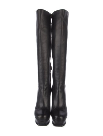 Yves Saint Laurent Rive Gauche Leather Embroidered Accent Boots