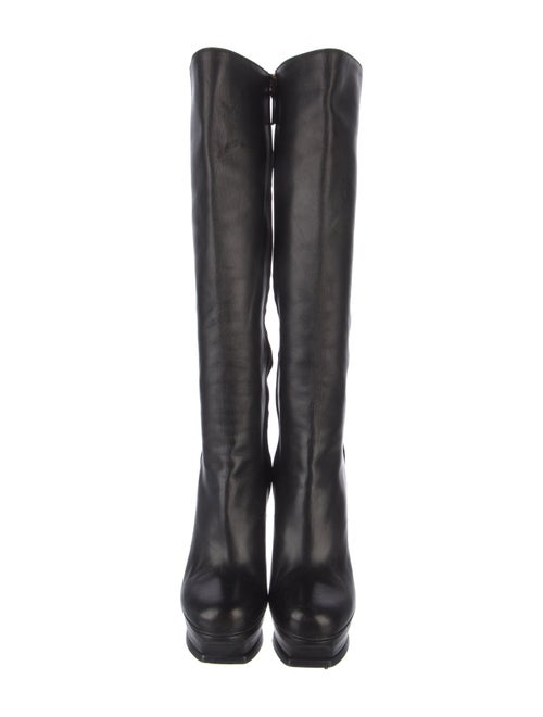 Yves Saint Laurent Rive Gauche Leather Embroidered Accent Boots