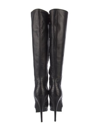 Yves Saint Laurent Rive Gauche Leather Embroidered Accent Boots