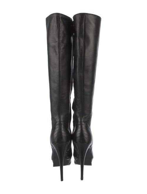 Yves Saint Laurent Rive Gauche Leather Embroidered Accent Boots