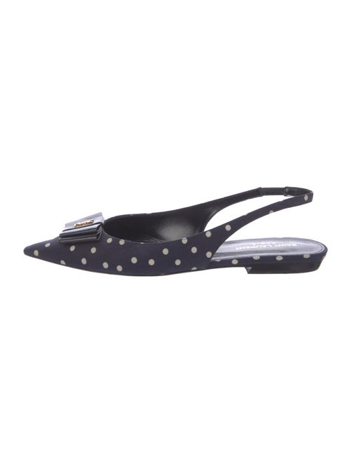 Saint Laurent Polka Dot Print Bow Accents Slingback Flats