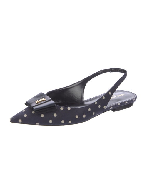 Saint Laurent Polka Dot Print Bow Accents Slingback Flats