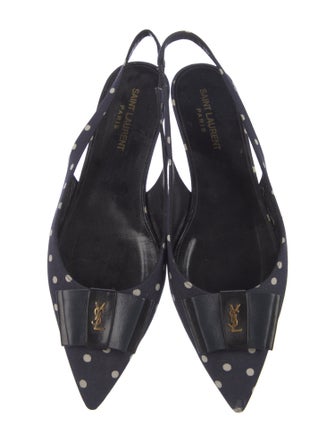 Saint Laurent Polka Dot Print Bow Accents Slingback Flats