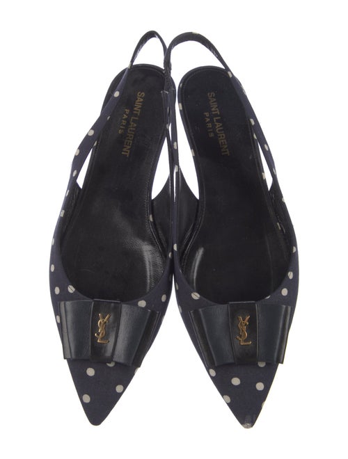 Saint Laurent Polka Dot Print Bow Accents Slingback Flats