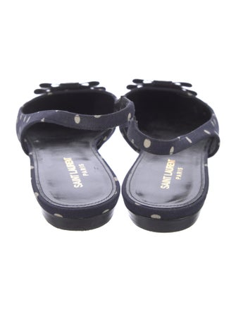 Saint Laurent Polka Dot Print Bow Accents Slingback Flats