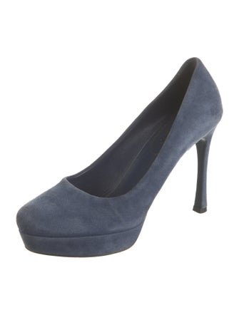 Yves Saint Laurent Suede Leather Trim Embellishment Pumps