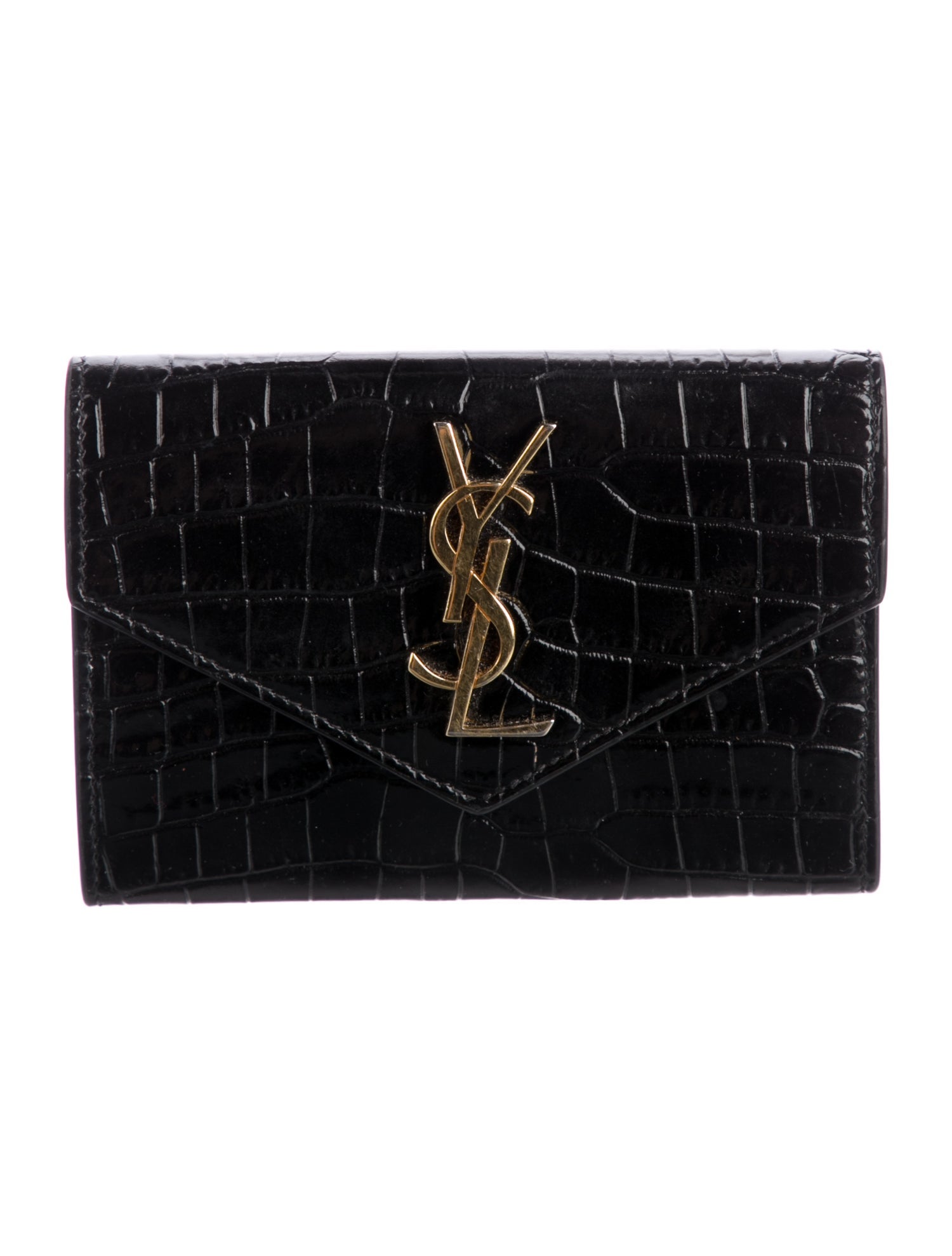 Yves Saint Laurent Monogram Envelope Embossed Leather Compact Wallet