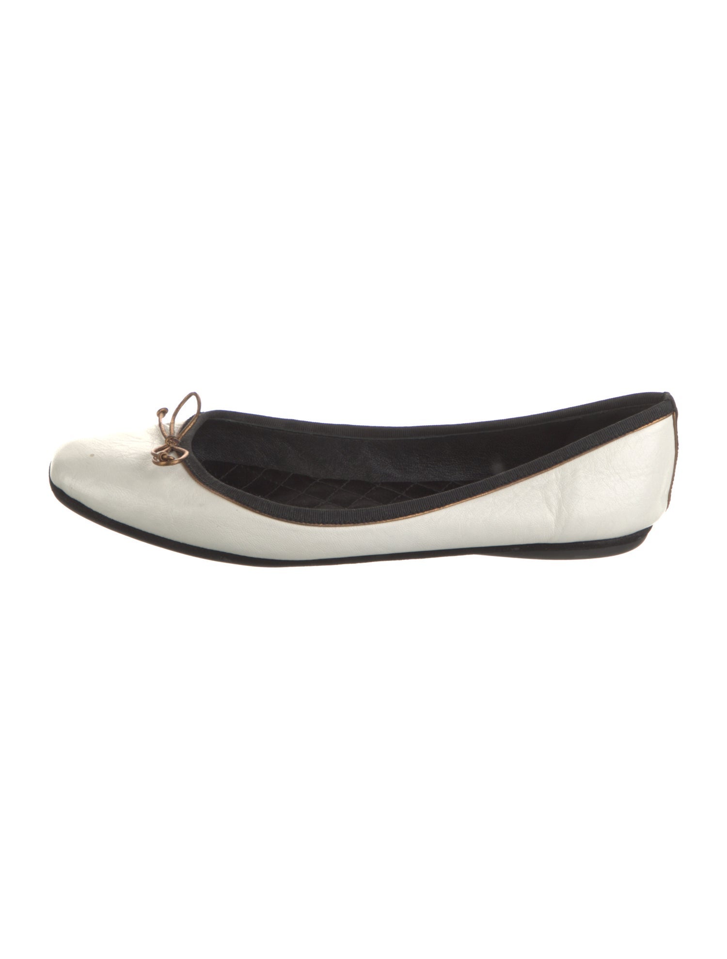 Yves Saint Laurent Leather Bow Accents Ballet Flats