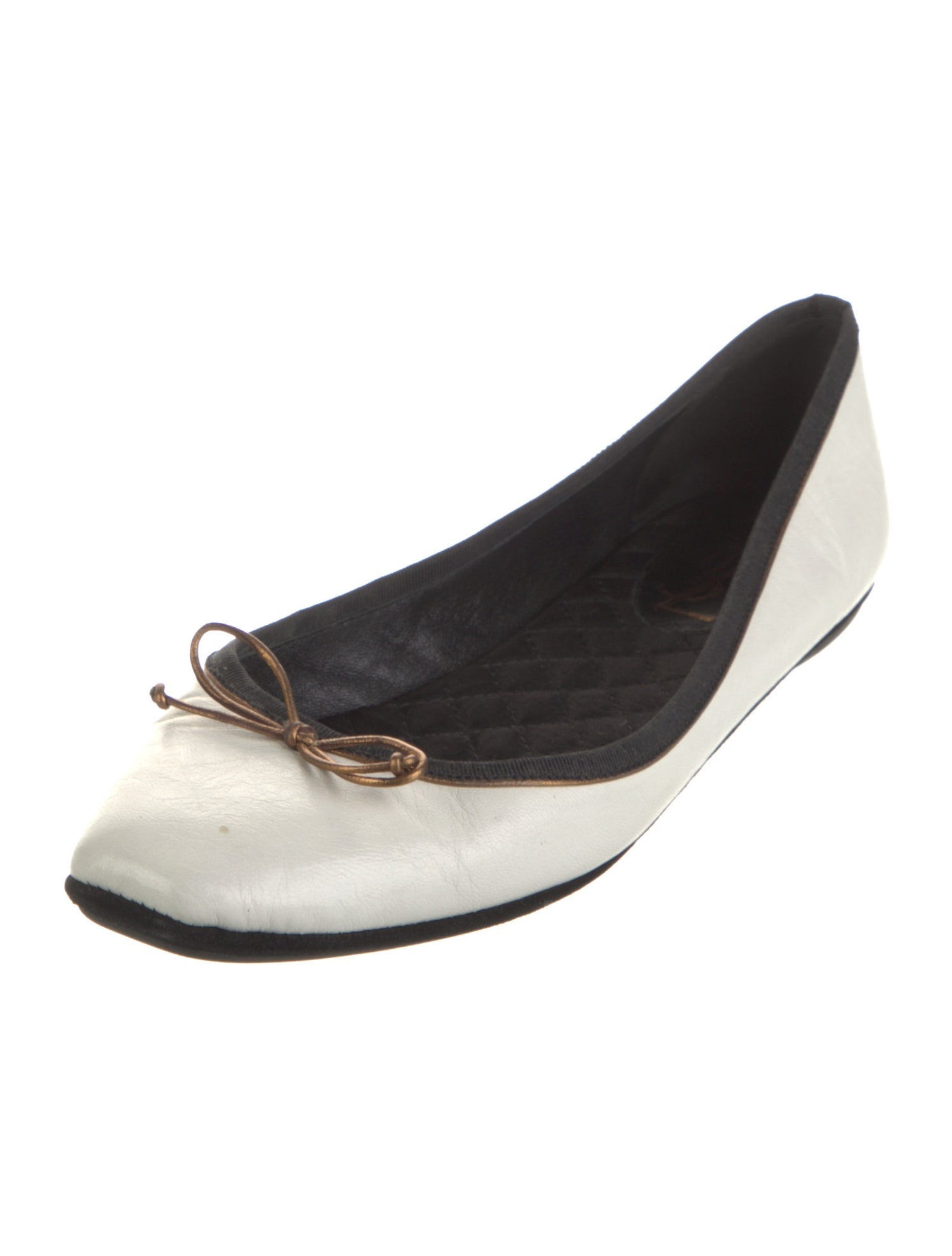 Yves Saint Laurent Leather Bow Accents Ballet Flats