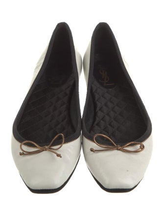 Yves Saint Laurent Leather Bow Accents Ballet Flats