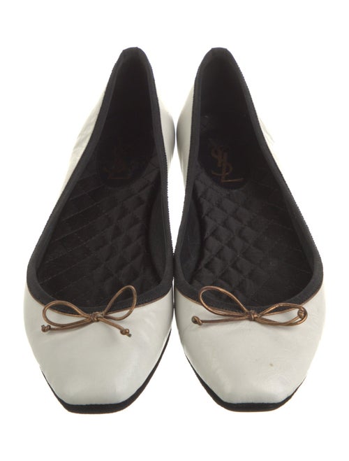 Yves Saint Laurent Leather Bow Accents Ballet Flats